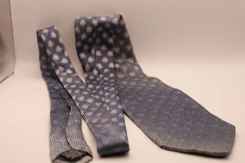 Gianni Versace Medusa Head Pattern Silk Necktie in Blue Striped